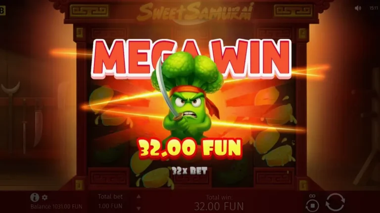 Karakter Broccoli Samurai dalam slot Sweet Samurai