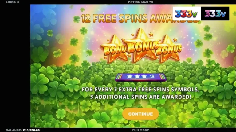 Tampilan visual slot Potion Max 7s dengan tema Irlandia dan simbol klasik